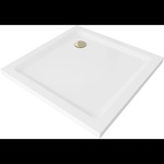 Mexen Flat квадратен душов поддушник Slim 90 x 90 cm, бял, златен сифон - 40109090G (40109090G)