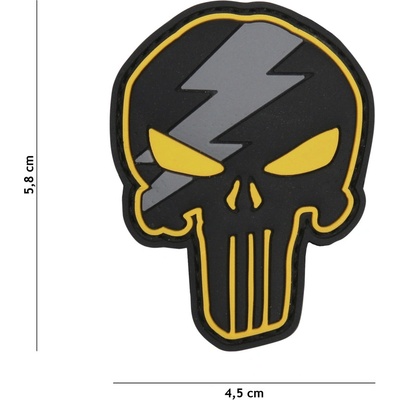 Gumová nášivka 101 Inc Thunder Punisher - žltá