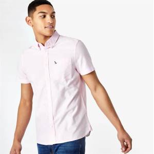Jack Wills Мъжка риза с къс ръкав Jack Wills Short Sleeve Oxford Shirt Mens - Pink