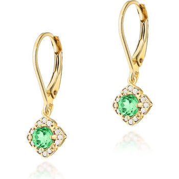 Blink-Blink zlaté diamantové náušnice so Smaragdami 3330ZDSmB