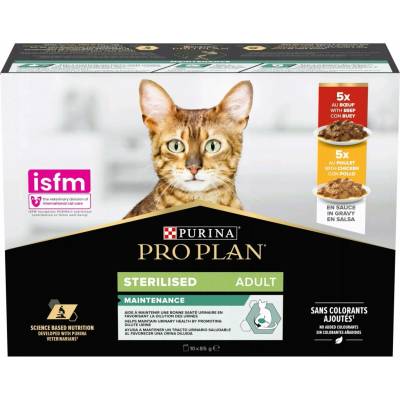 PURINA PRO PLAN Sterilised kuře a hovězí 10x85 g