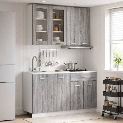 vidaXL Кухненски единица LYON 4 pcs Сив Сонома Инженерна дървесина (3438360)