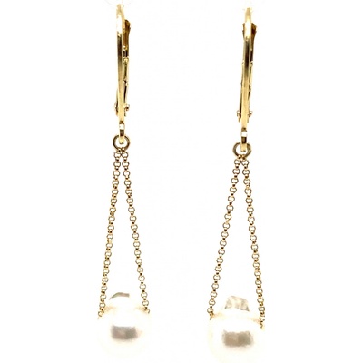 Lenka Výmolová Náušnice s bílou perlou AKOYA ve žlutém zlatě