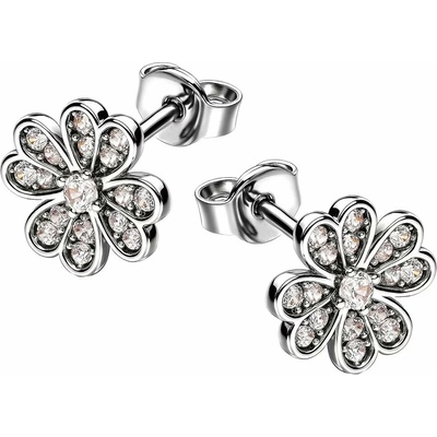 Zlaton Náušnice bílé zlato čtyřlístek se zirkony pecky 0.80cm 1.45g N10092500745