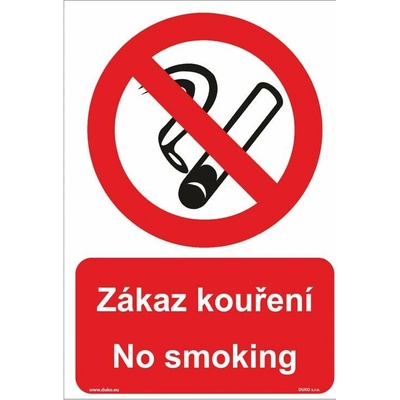DUKO ZÁKAZ KOUŘENÍ - NO SMOKING Formát: 210 x 297 mm, Materiál: plast 1 mm, samolepící vinylová fólie