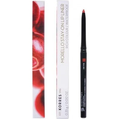 KORRES Водоустойчив механичен молив за устни , Korres ? orello Stay On Lip Liner 02 Real Red