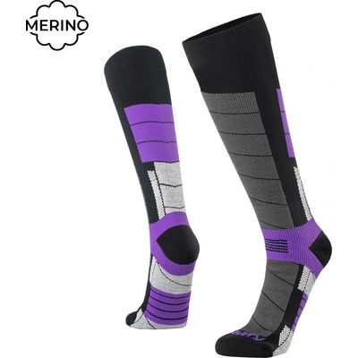 Gravity snowboards Podkolenky Nico black/lavender merino