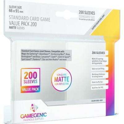 Gamegenic: Matte Value Sleeving Pack 66x91 mm obaly 200 ks