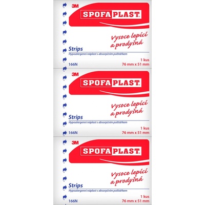 3M Spofaplast 166N Kusová náplast z netkané textilie 7,6 cm x 5,1 cm 3 ks