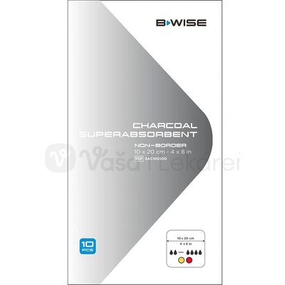 Bwise Krytie na rany superabsorpčné s aktívnym uhlím 10 x 20 cm 10 ks