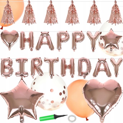 Narodeninové balóny Happy Birthday ružové zlato