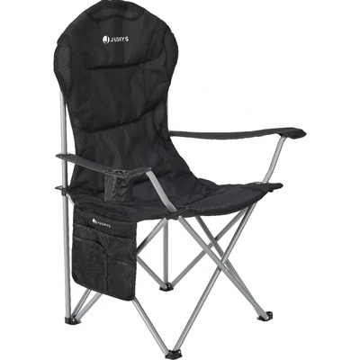 Juskys Kempová židle Lido s držákem na láhev a taškou na přenášení černá