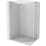 Mexen Lunar L петостенна душ кабина с отваряща се врата, лява 90 x 80 см, прозрачна, матова мед - 831L-090L-080P-65-00-L (831L-090L-080P-65-00-L)