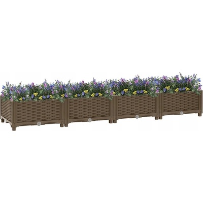 VidaXL Květináč plast béžový černý šedý 23 x 160 x 23 cm