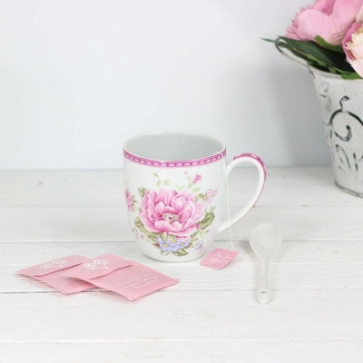 Clayre & EEF Porcelánový hrnek s růžemi 300 ml