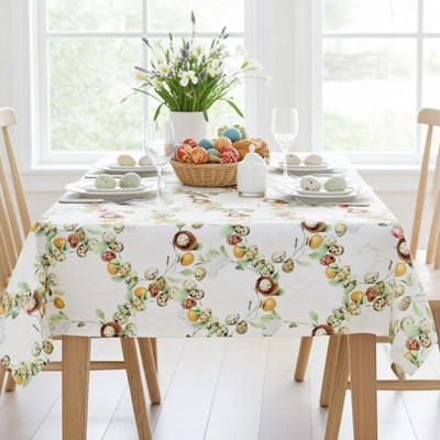 Mondo Velikonoční žakárový ubrus s motivem vajíček a hnízd š. 140 cm 140x300 cm – Sleviste.cz
