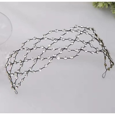 Naishide Jewelry Síťovaná čelenka do vlasů zdobená krystaly nebo perlami Druh barvy: Stříbrná/černá