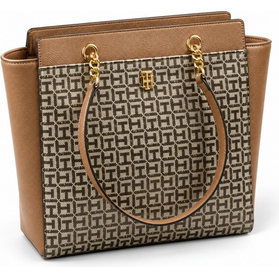 Tommy Hilfiger Větší kabelka Signature Logo Large Shoulder bag Jacquard béžová