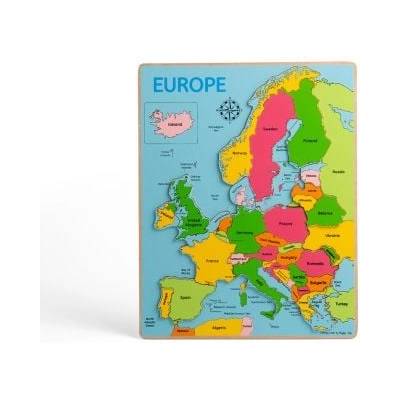 Bigjigs Toys - Дървен пъзел - Карта на Европа (BJ048)