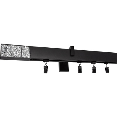 Kovovégarnýže Garnýže Square line modern crystal light černá matná Jednořadá, 201-250cm, jezdec s háčkem