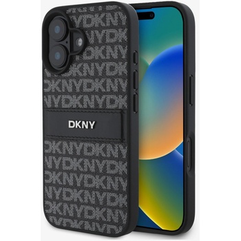 DKNY PU кожа с повтарящ се модел с тонални ивици заден капак за iPhone 16 Plus черен DKNY | Lilav | МЪЖЕ | UNI