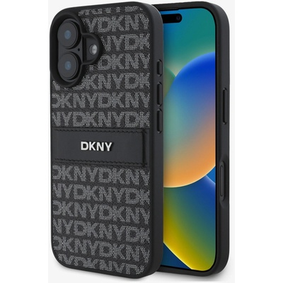 DKNY PU кожа с повтарящ се модел с тонални ивици заден капак за iPhone 16 Plus черен DKNY | Lilav | МЪЖЕ | UNI