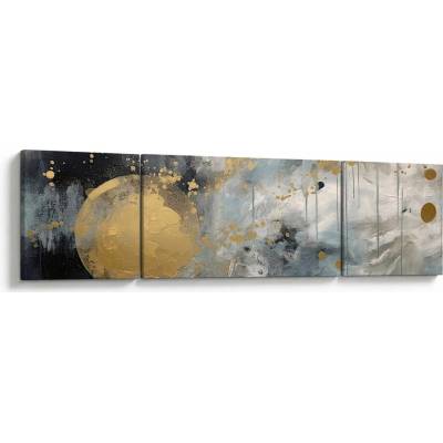 Obraz - Abstrakcia so zlatou guľou, trojdielne 170x50 cm