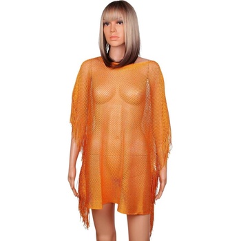 Оранжева туника за плаж от мрежеста материя