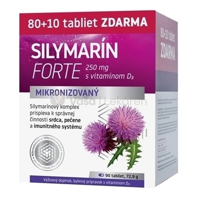 Naturprodukt Silymarin Forte 250 mikronizovaný s vitamínom D 80 + 10 tabliet