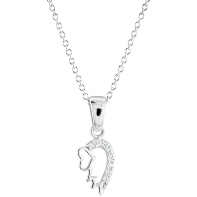 Gemmax Řetízek s přívěskem andělské křídlo se srdíčkem z bílého zlata GLSWB-39081-39271