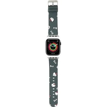 Hello Kitty Каишка Hello Kitty Heads & Bows Pattern Strap за Apple Watch 38/40/41mm, черна (3666339190279)