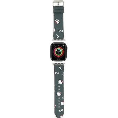 Hello Kitty Каишка Hello Kitty Heads & Bows Pattern Strap за Apple Watch 38/40/41mm, черна (3666339190279)