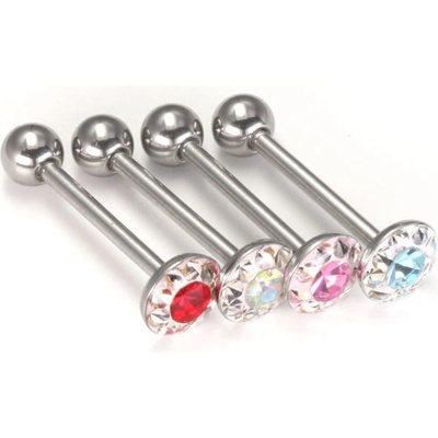 Marre piercing do jazyku činka s krystalky PPUB207