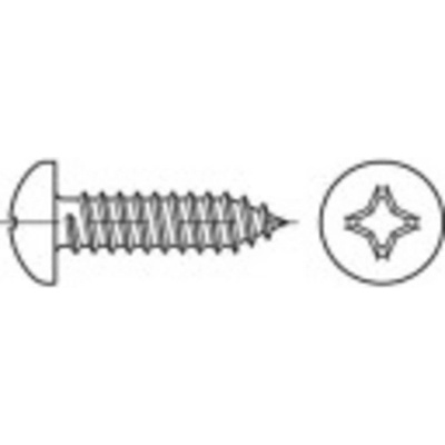 TOOLCRAFT TO-5435343 čočkové šrouby do plechu 13 mm křížová drážka Pozidriv DIN 7981 ocel galvanizováno zinkem 100 ks