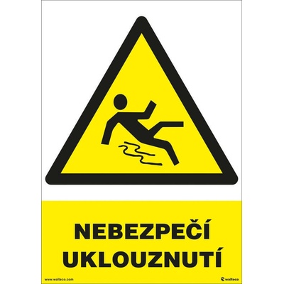 Walteco Nebezpečenstvo pošmyknutia 210x297mm, formát A4, plastová tabuľka , 20169