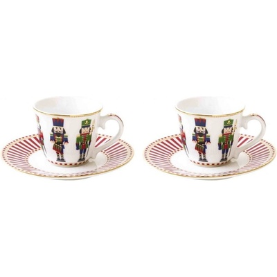 Easy Life Sada porcelánových šálok a tanierikov Nutcracker 2 x 80 ml