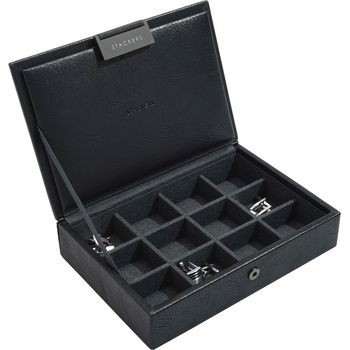 Stackers Кутия за копчета за ръкавели Stackers с капак с 12 отделения минi черна (75423)