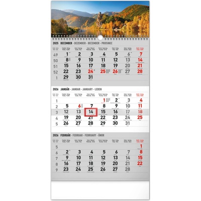 NOTIQUE Nástenný 3-mesačný Krajina sivý so slovenskými menami 29,5 x 43 cm 2026