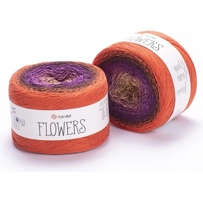 Yarn Art příze Flowers 295 písková, fialová, hnědá, oranžová
