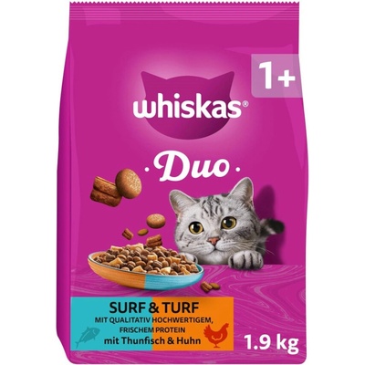Whiskas 1+ Duo Surf & Turf tuniak a kuracie 3 x 1,9 kg