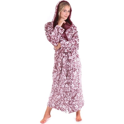 Flora župan s kapucí dlouhý dlouhý župan s kapucí 4803 tmavý vřes tisk – Hledejceny.cz