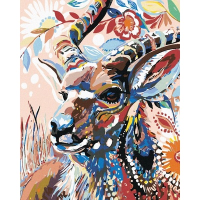 zuty Malování podle čísel Kytičková antilopa 80 x 100 cm vypnuté plátno na rám 8596530013990