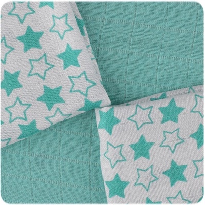 Kikko Bambusové plienkové obrúsky 30 x 30 cm Stars Mentolová 9 ks
