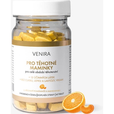 Venira vitamíny pre tehotné ženy 1-3 trimester pomaranč a mandarínka 60 srdiečok