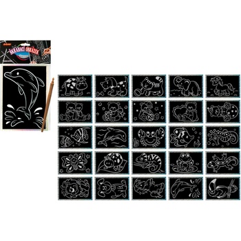 Škrabací obrázek stříbrný 15x10cm 24ks v boxu