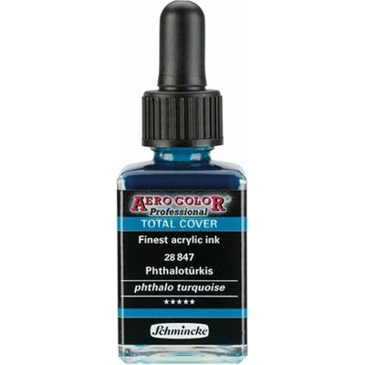 Schmincke Aero Color akrylový atrament Professional Total Cover 28 ml 847 phthalo tyrkysová
