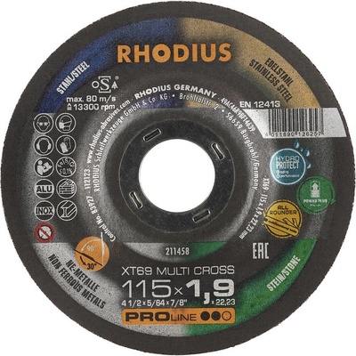 Rhodius XTK69 MULTI CROSS 211458 Řezný kotouč 25 ks obklady, keramika, neželezné kovy, kámen, ocel, nerezová ocel, litin