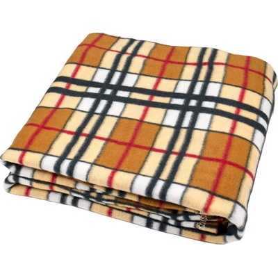 TP fleece deka Old English Hnědo-béžová kostka 150x200
