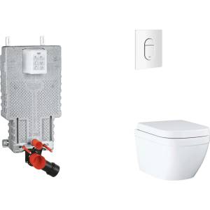 GROHE Uniset - Комплект за стенен монтаж, тоалетна, SoftClose седалка и бутони Arena Cosmopolitan, Triple Vortex, алпийско бяло SANI15BB3106 (SANI15BB3106)