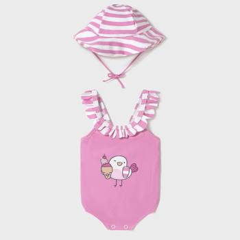 MAYORAL Комплект бански и шапка розов цвят за бебе момиче Майорал